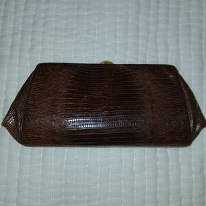 Sterling USA Brown Vintage Genuine Lizard Skin Bag 1950s